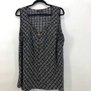 JONES NEW YORK Houndstooth Gold Zipper Tank Top